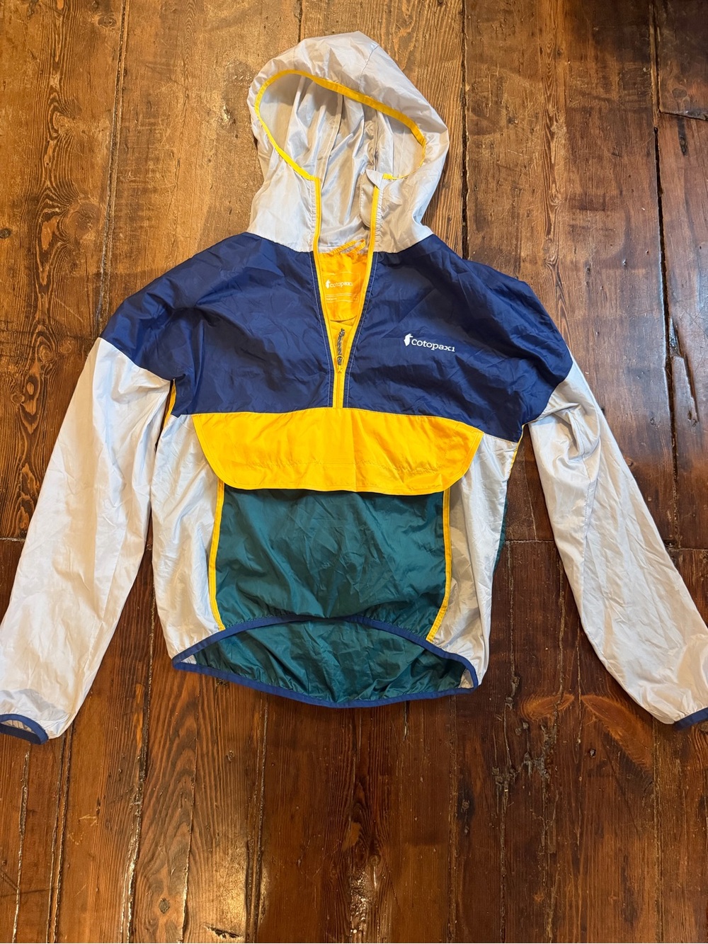 cotopaxi Yellow & Light Gray Packable Windbreaker Jacket